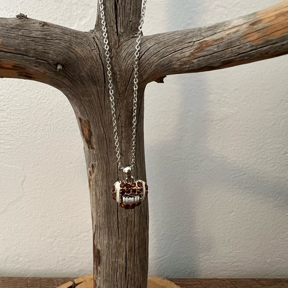Silver-tone Football necklace Heart Shape-New
